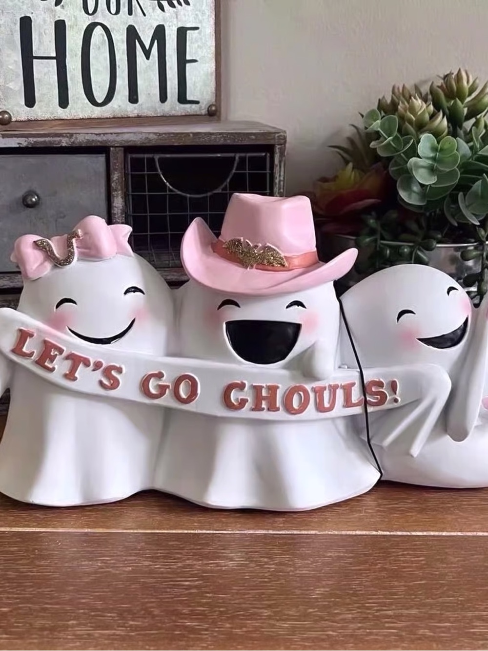 Goblin and Ghoul Let’s Go Ghouls Pink Girl ghost Halloween Decor